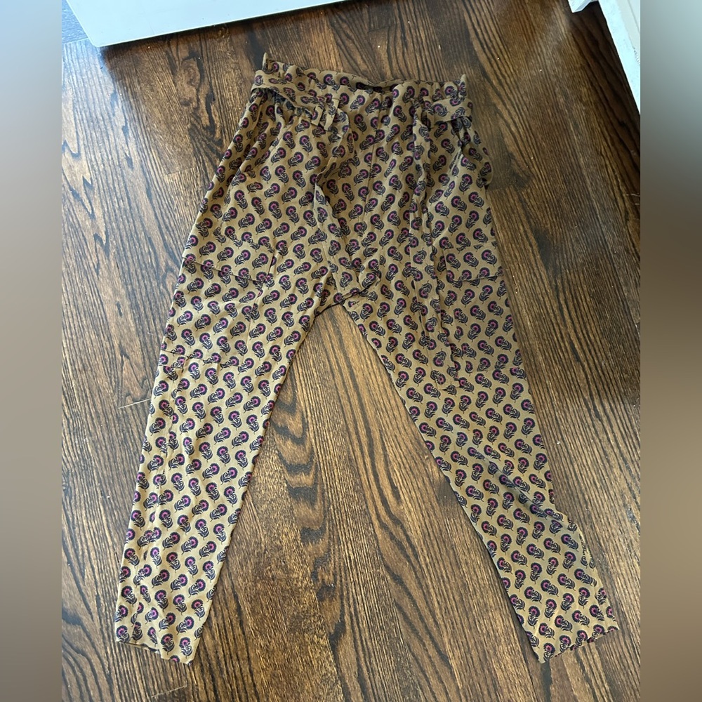 A.L.C silk cargo high waisted belted Paisley Patterned Trouser size 0
